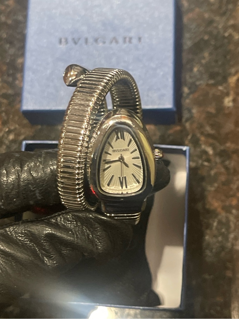 Bulgari Silver Serpenti Tubogas Bracelet Watch Single Wrap